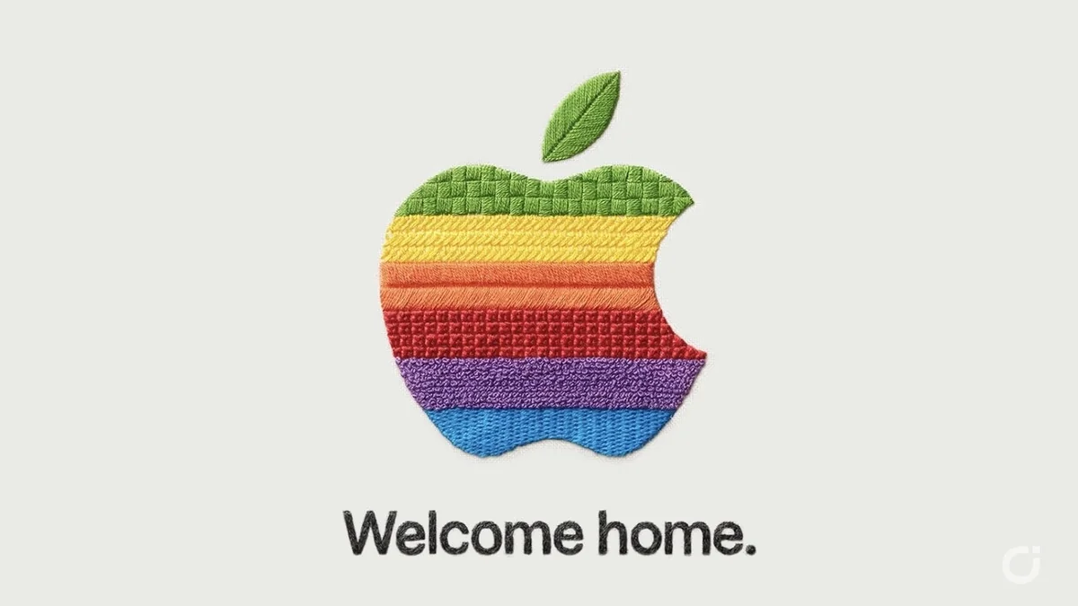 Illustrazione dell’ecosistema domestico Apple con HomePod, Apple TV e un possibile hub intelligente con display